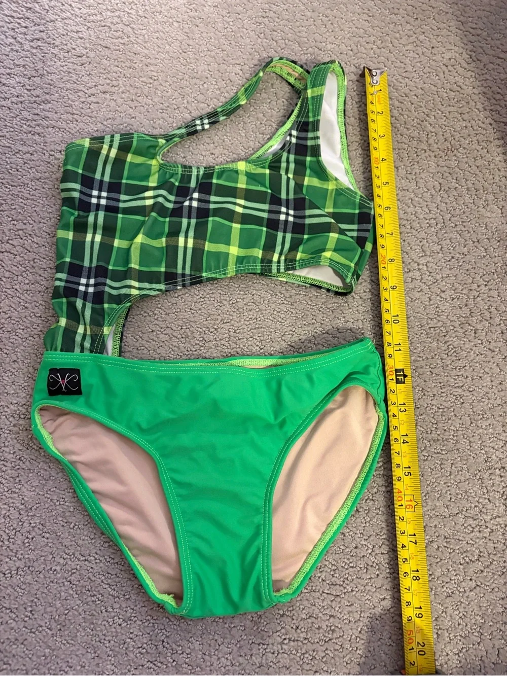 Kandi Kouture Kids Green Plaid Dance Leo